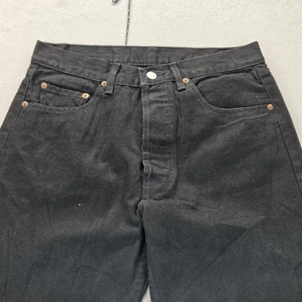 VTG‎ Levis 501 Jeans Mens Black Straight USA Red Trim 90s Modified Fits 28x29